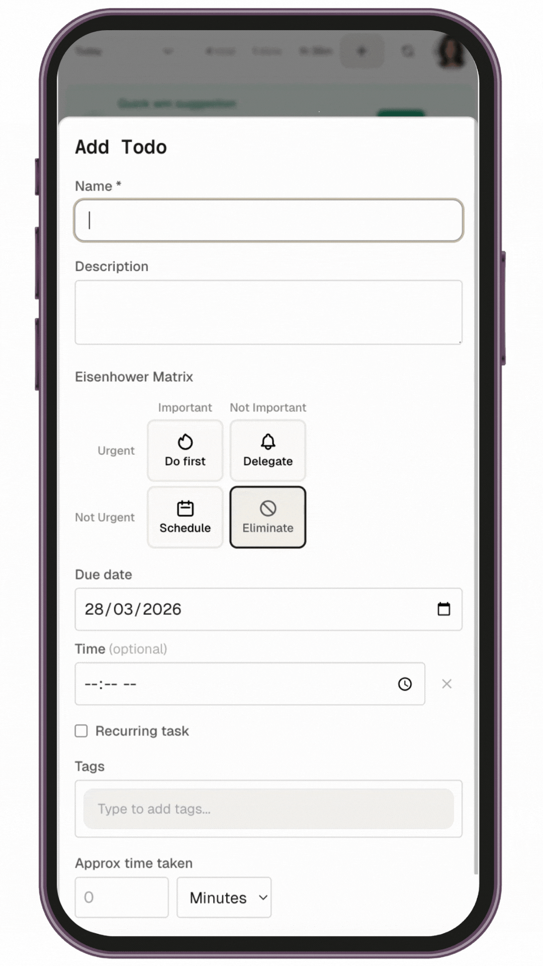 Eisenhower Matrix — light mode